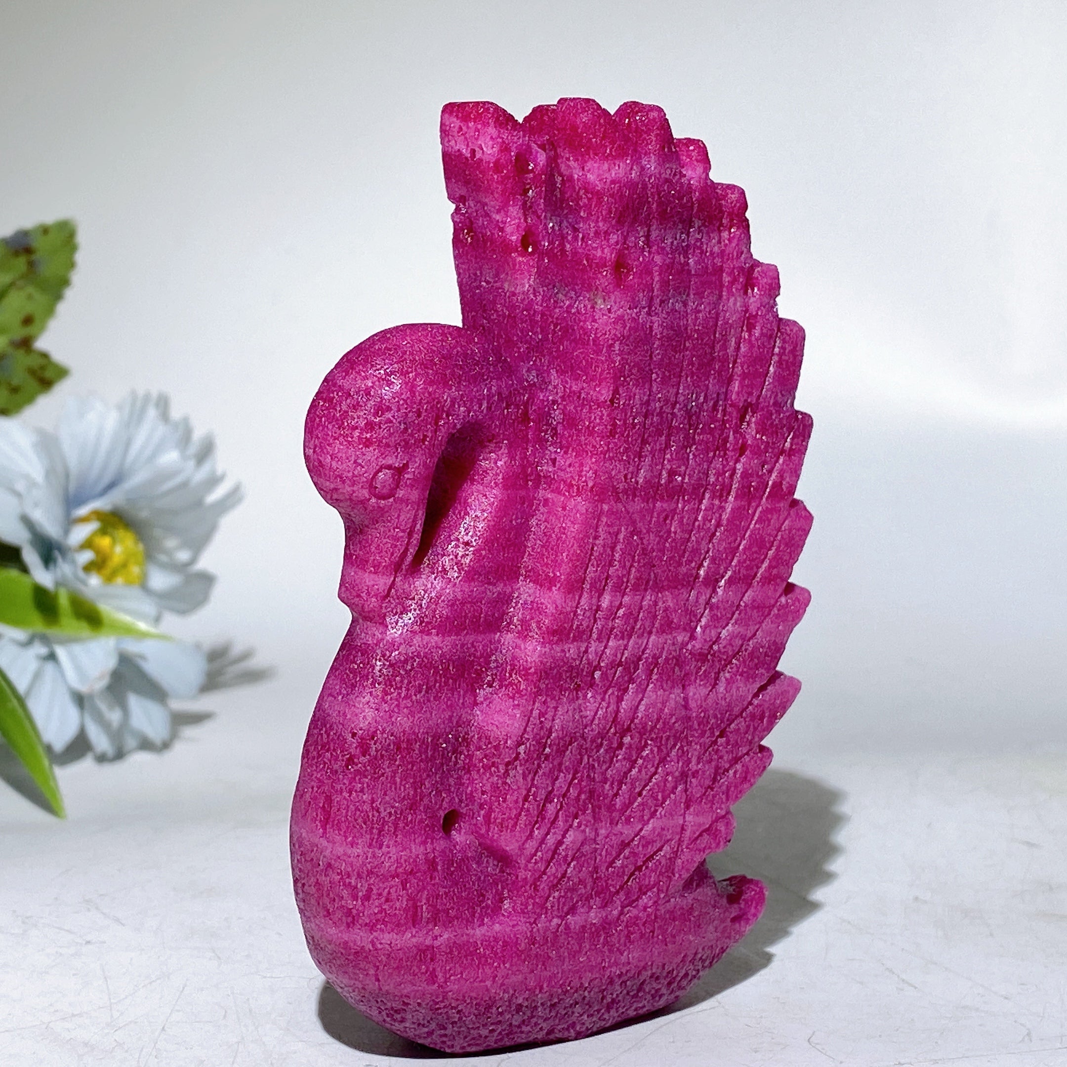 4.5" Green Strawberry Quartz Swan Figurine for Healing