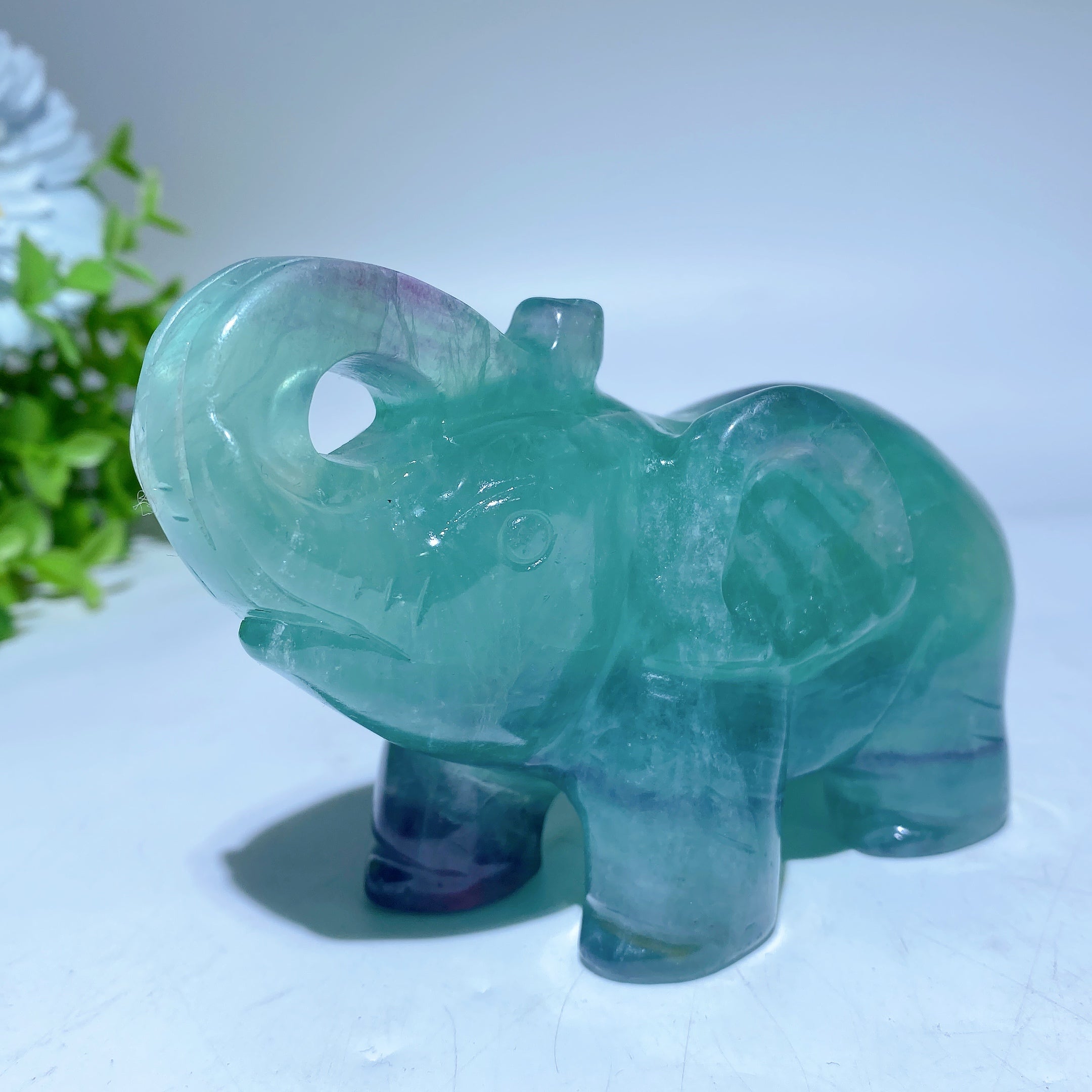 4.5 Inch Fluorite Elephant Crystal Carving for Healing