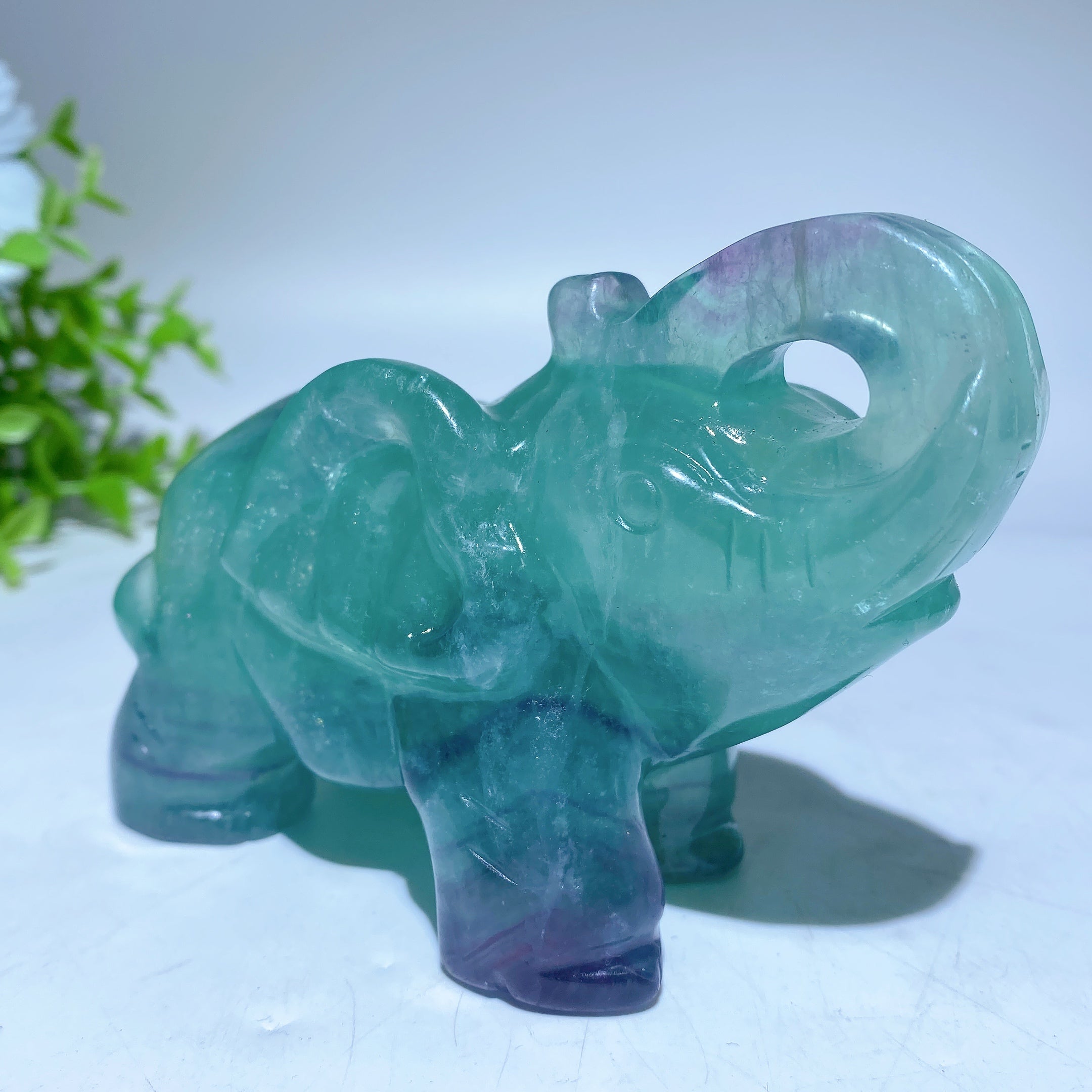 4.5 Inch Fluorite Elephant Crystal Carving for Healing