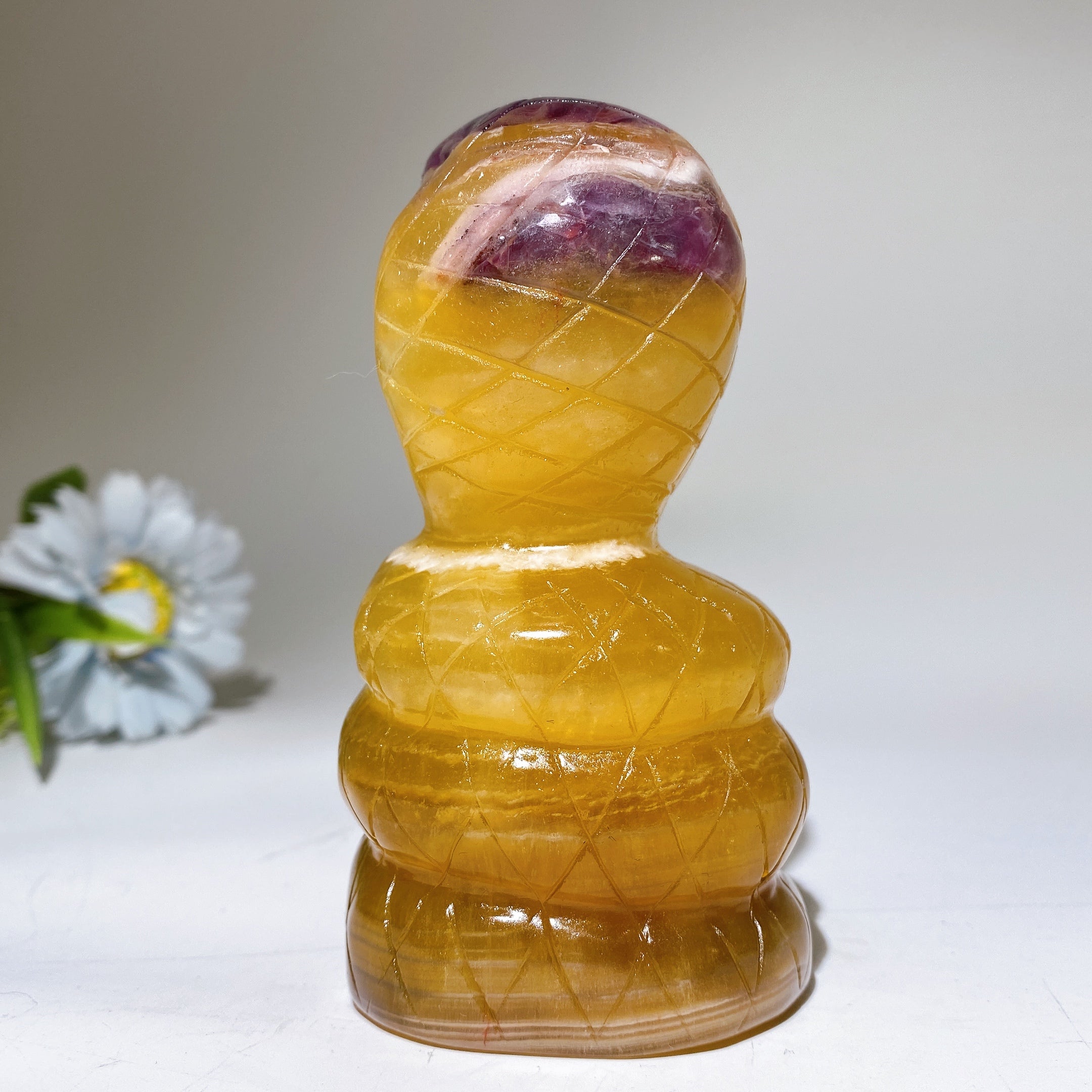 4.5 Inch Fluorite Snake Crystal Healing Carving