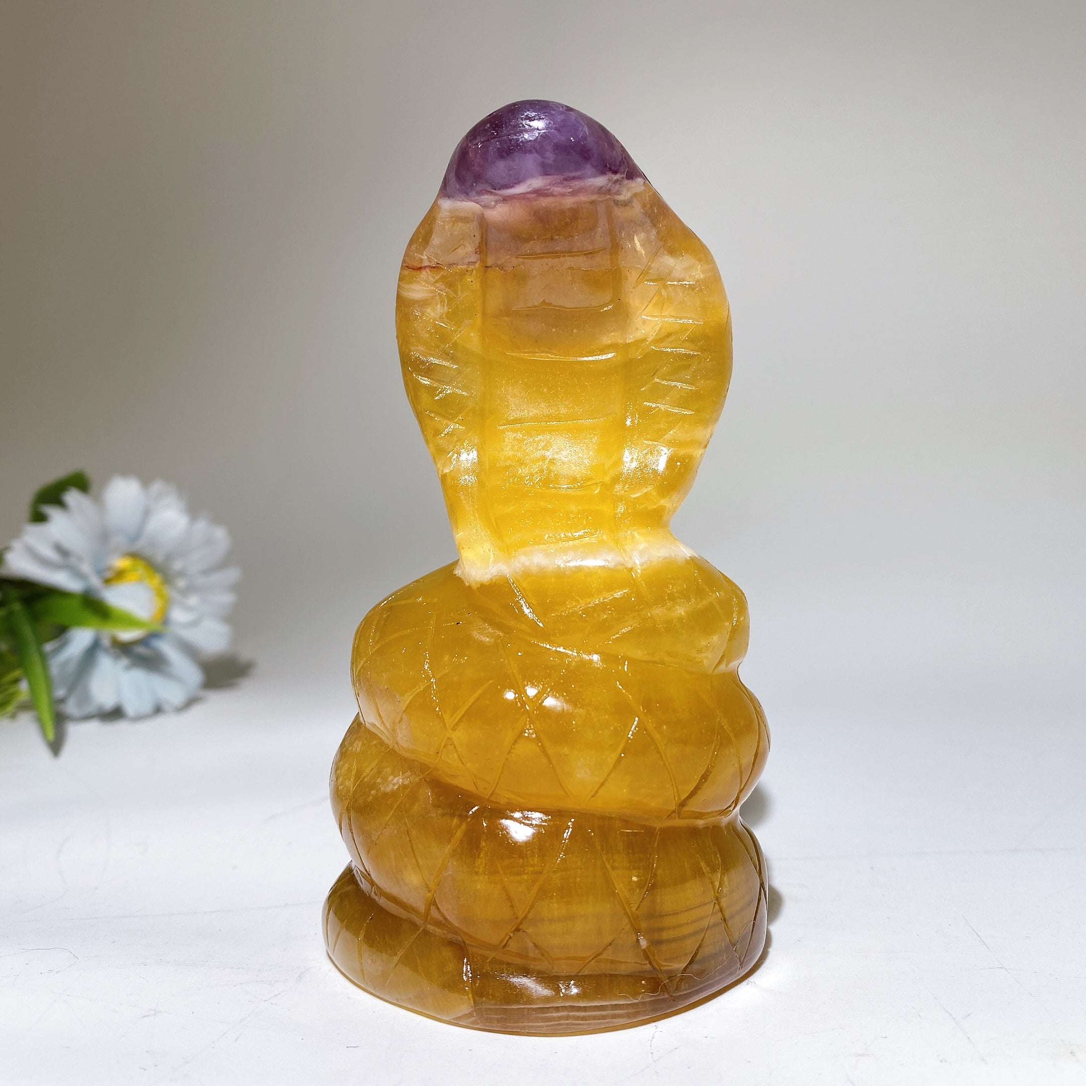 4.5 Inch Fluorite Snake Crystal Healing Carving