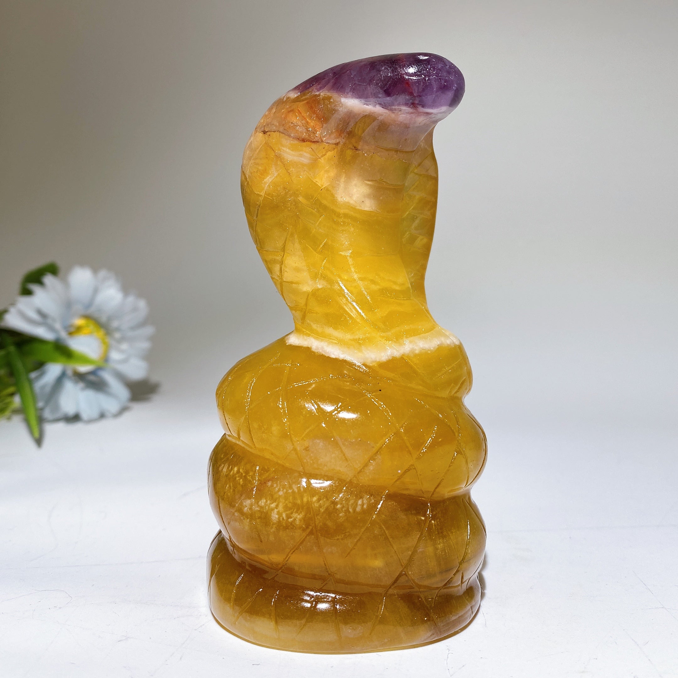 4.5 Inch Fluorite Snake Crystal Healing Carving