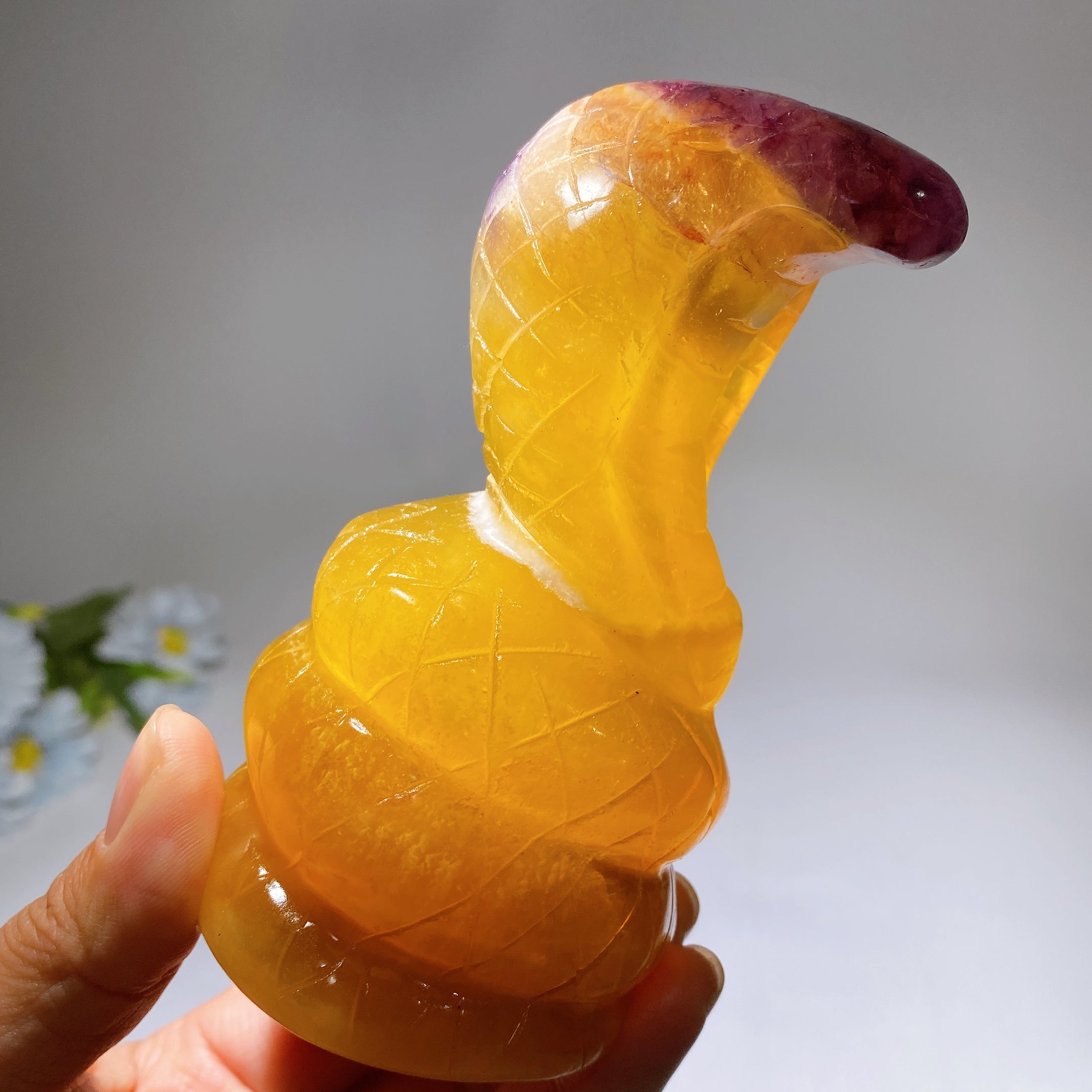 4.5 Inch Fluorite Snake Crystal Healing Carving