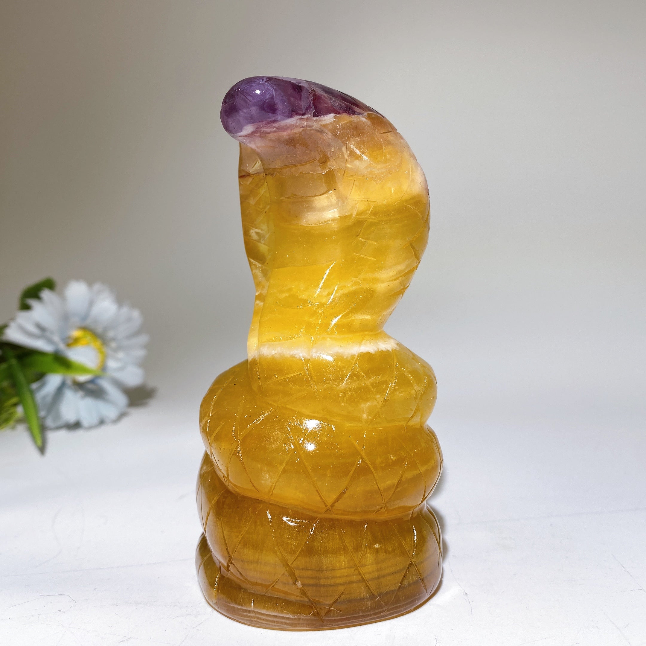4.5 Inch Fluorite Snake Crystal Healing Carving