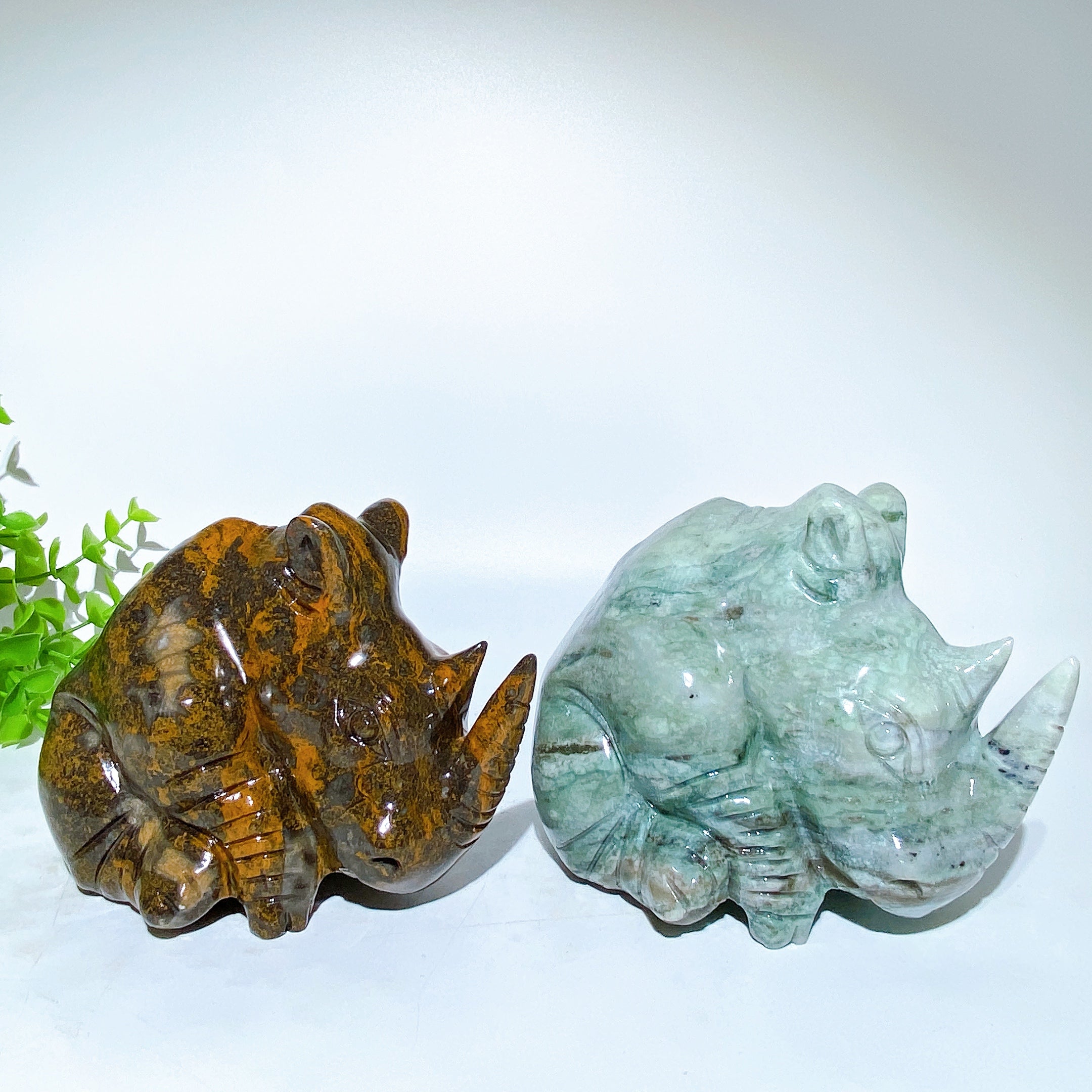 4.5 Inch Jade Rhinoceros Figurine for Spiritual Healing