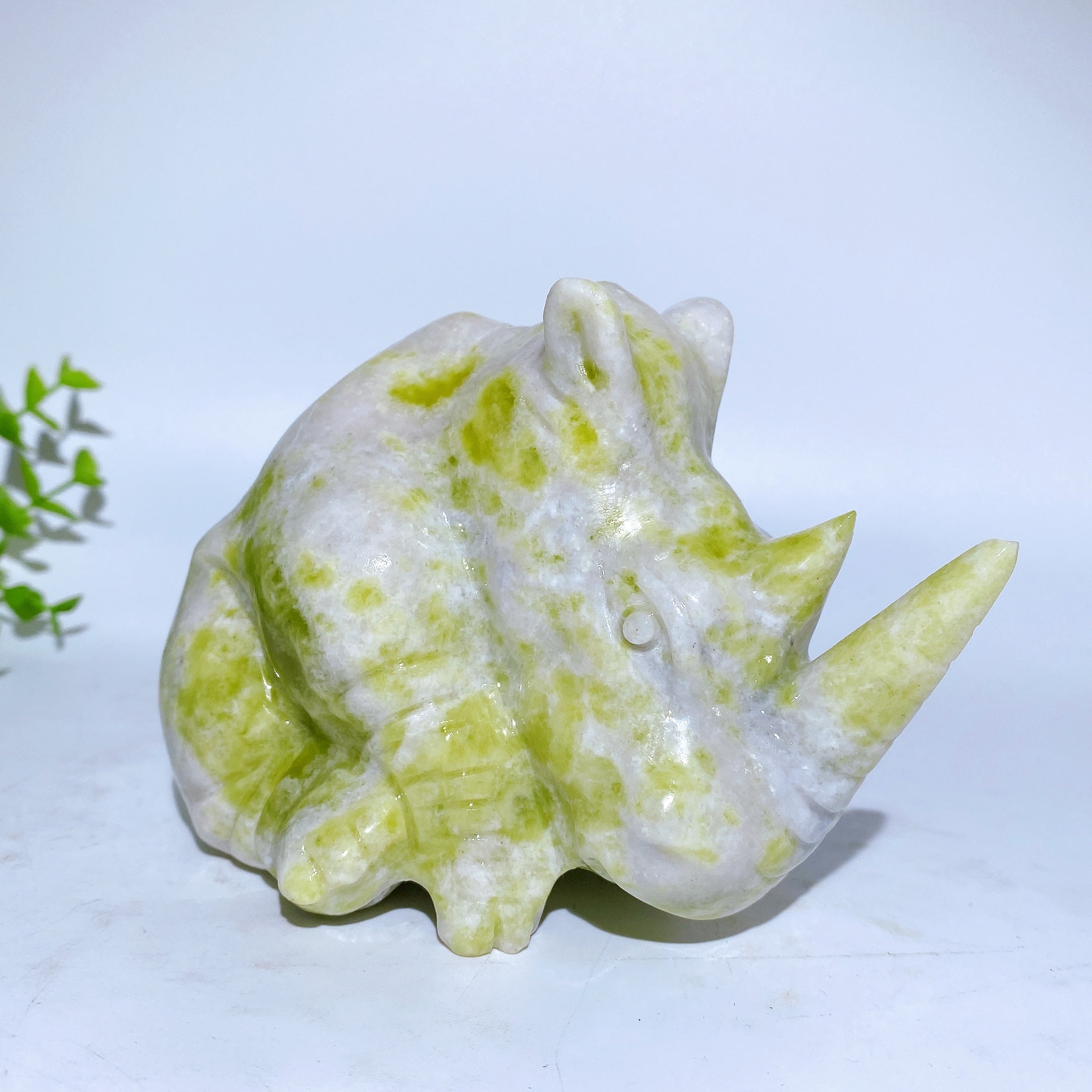 4.5 Inch Jade Rhinoceros Figurine for Spiritual Healing