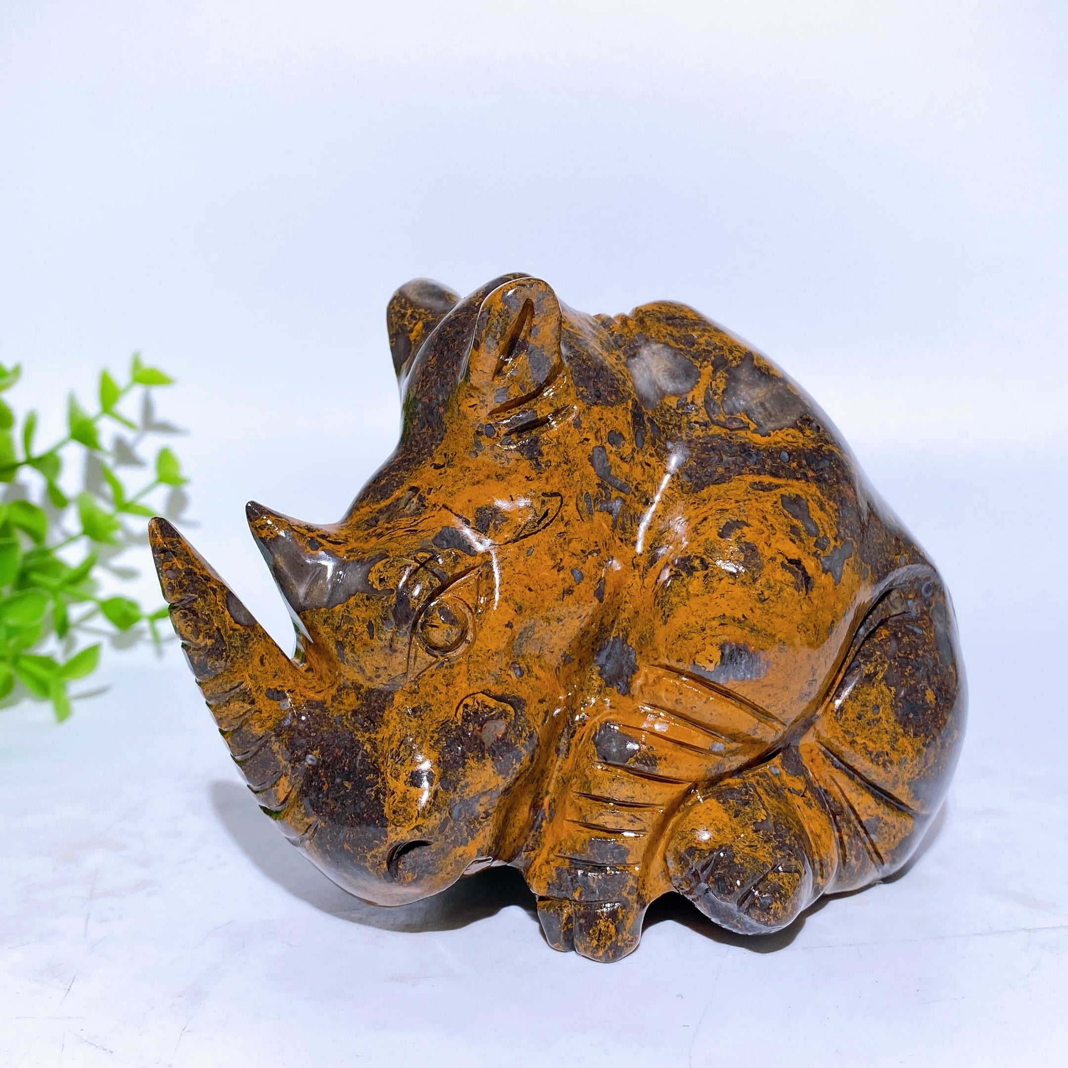 4.5 Inch Jade Rhinoceros Figurine for Spiritual Healing