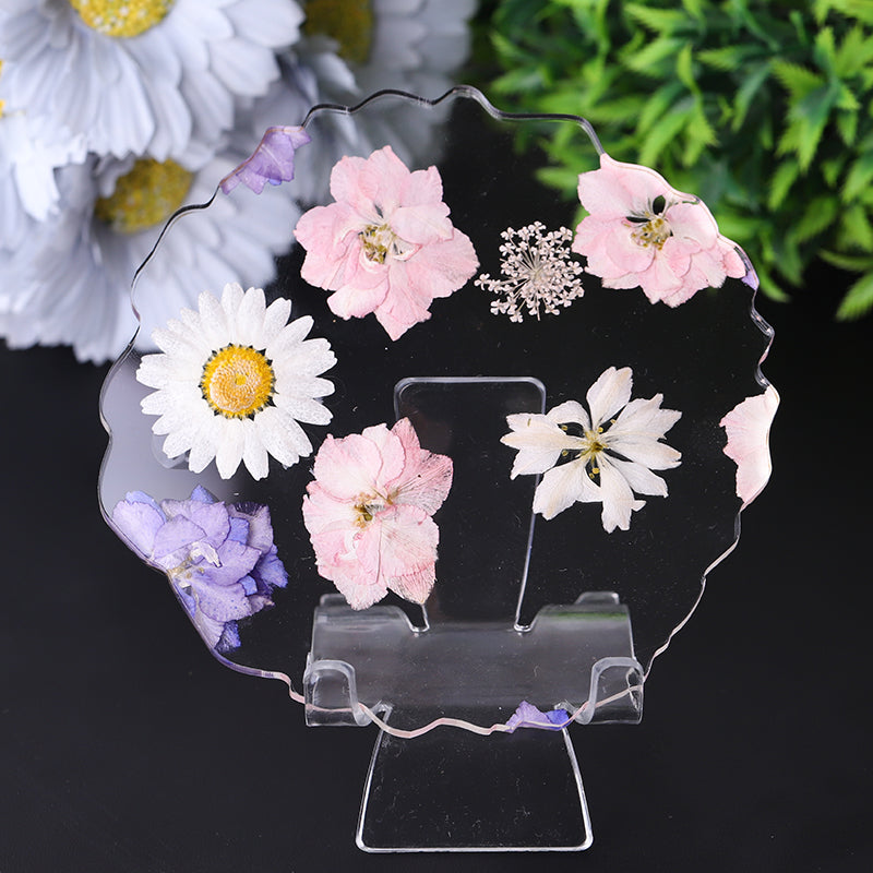 4.5-Inch Resin Flower Decor Plate Coaster for Tableware