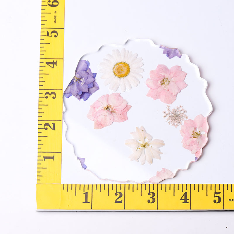 4.5-Inch Resin Flower Decor Plate Coaster for Tableware