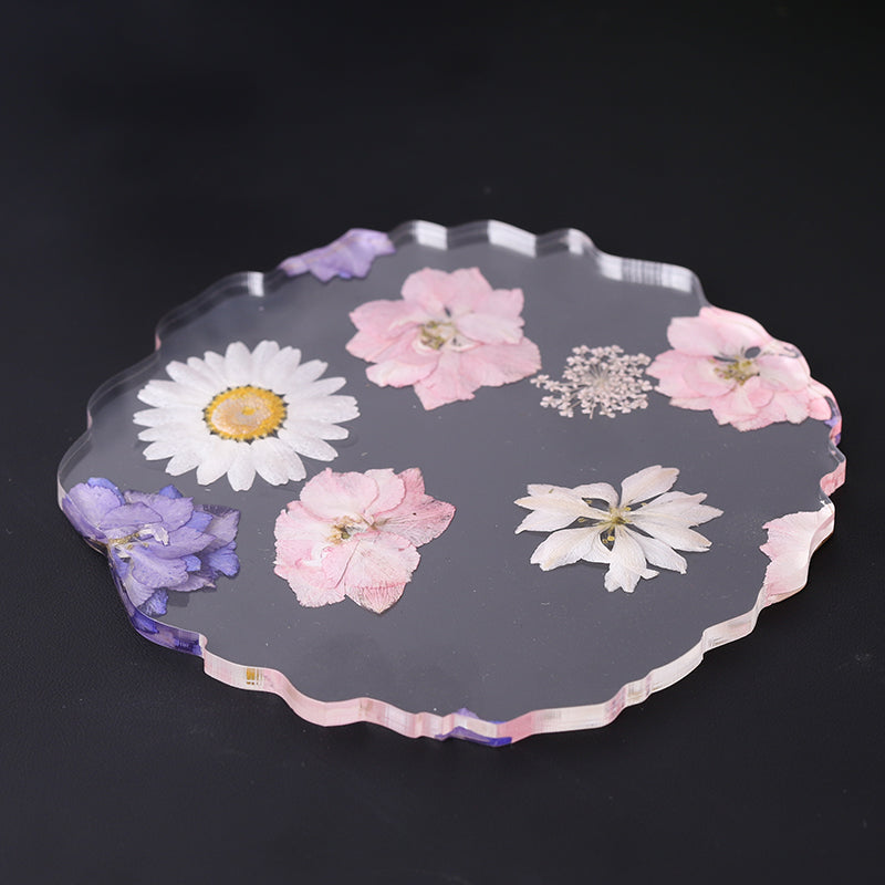 4.5-Inch Resin Flower Decor Plate Coaster for Tableware