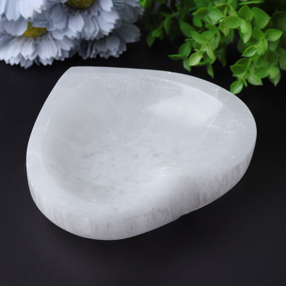 4.5 inch Selenite Heart Bowl for Crystal Decor