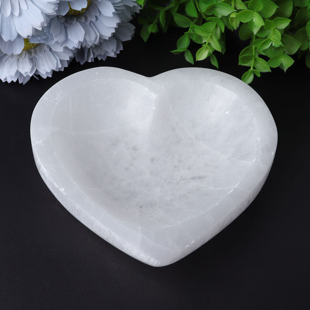 4.5 inch Selenite Heart Bowl for Crystal Decor