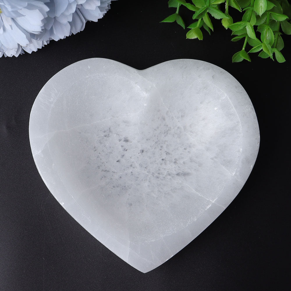4.5 inch Selenite Heart Bowl for Crystal Decor