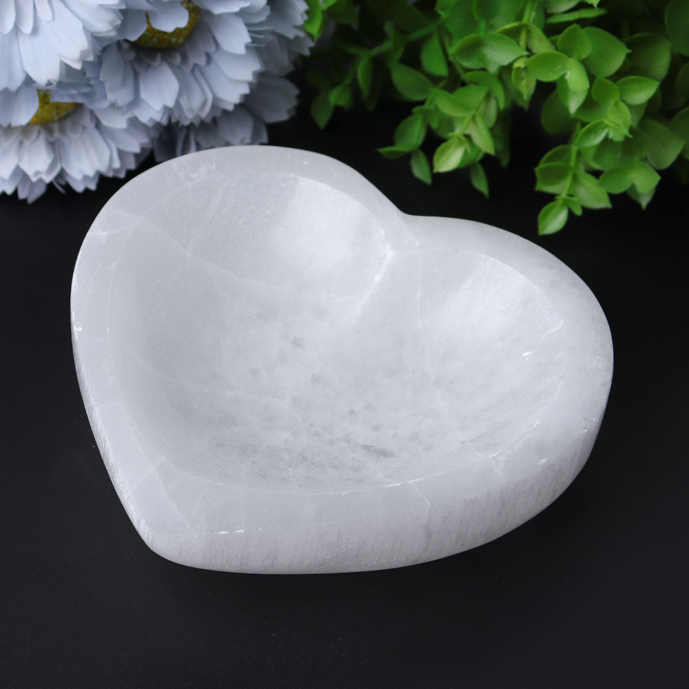 4.5 inch Selenite Heart Bowl for Crystal Decor