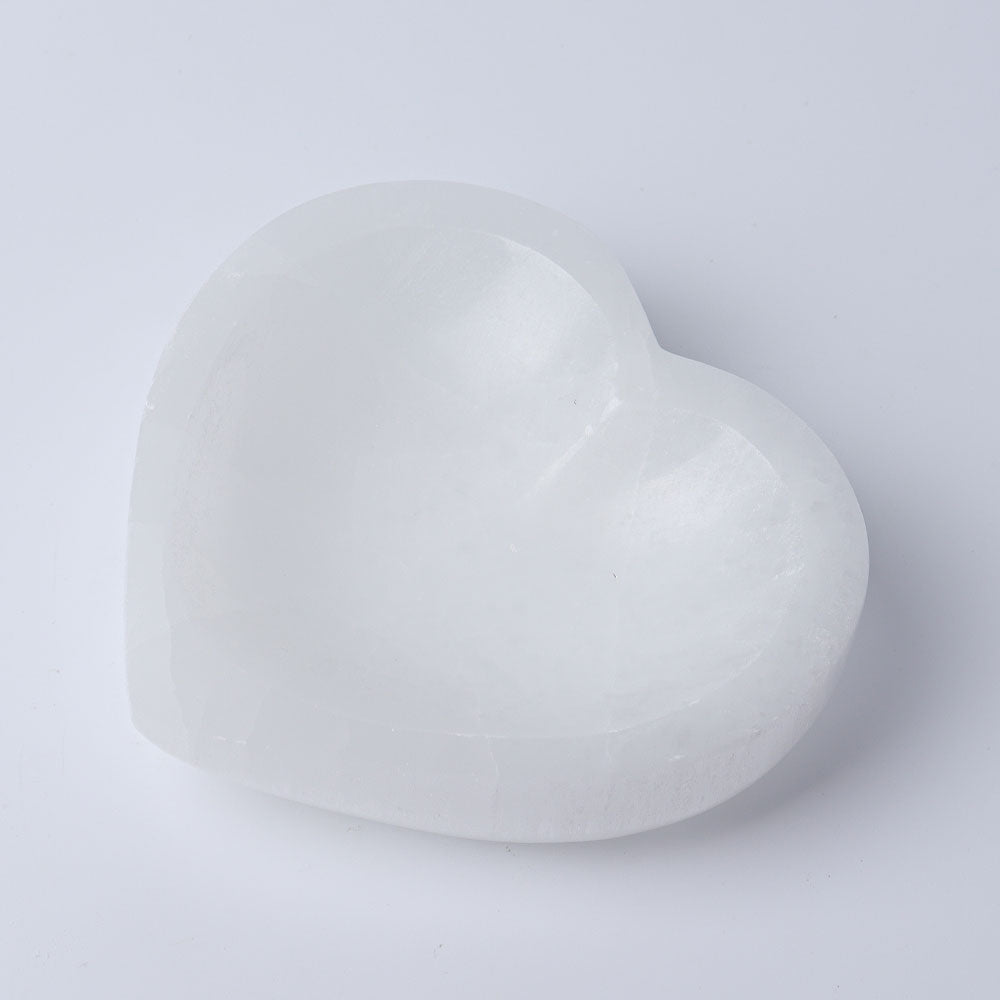 4.5 inch Selenite Heart Bowl for Crystal Decor