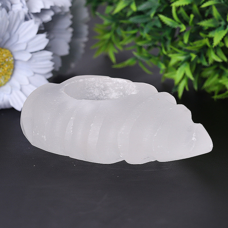 4.5 inch Selenite Shell Candle Holder for Meditation