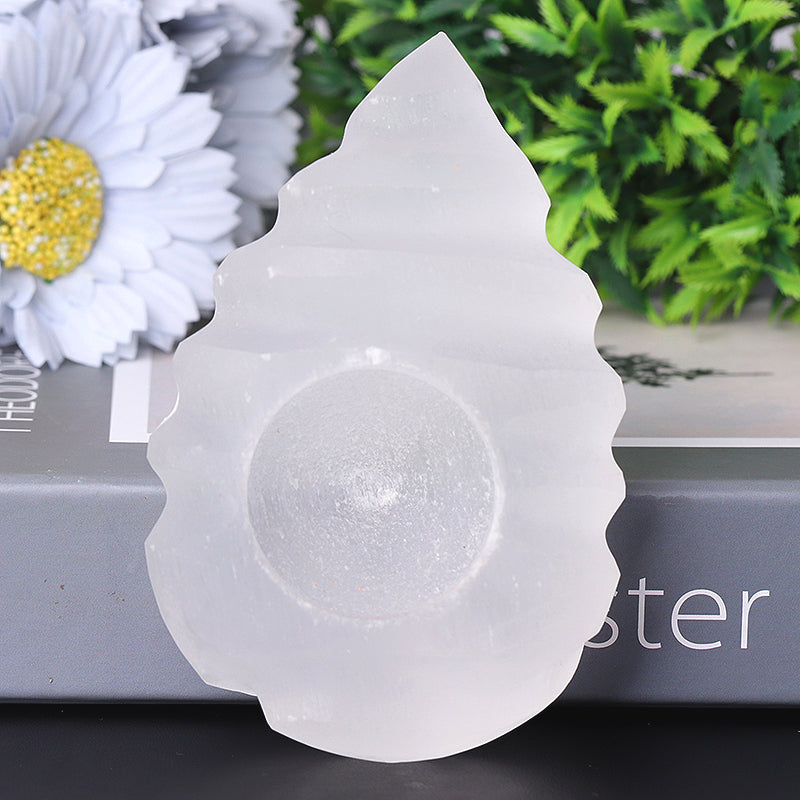 4.5 inch Selenite Shell Candle Holder for Meditation