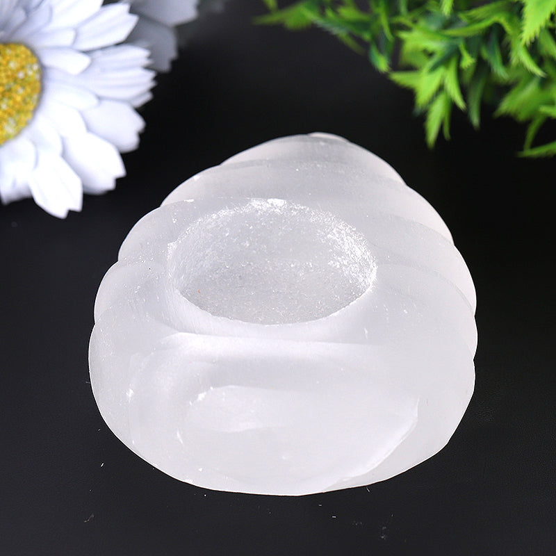 4.5 inch Selenite Shell Candle Holder for Meditation