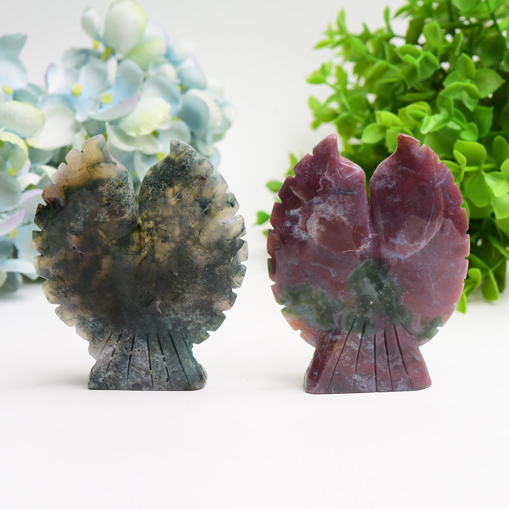 4.5" Ocean Jasper & Moss Agate Healing Owl Carving