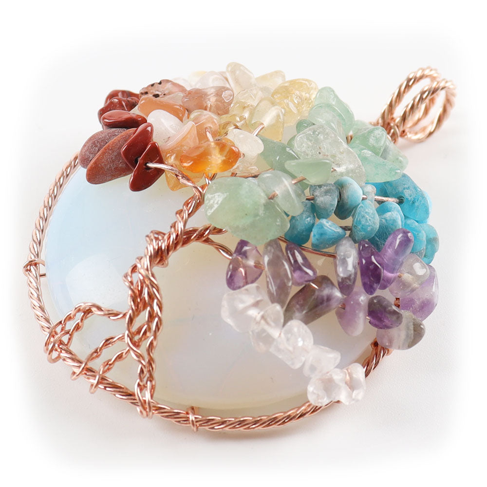 4.5cm Tree of Life Pendant with Chakra Quartz Chips
