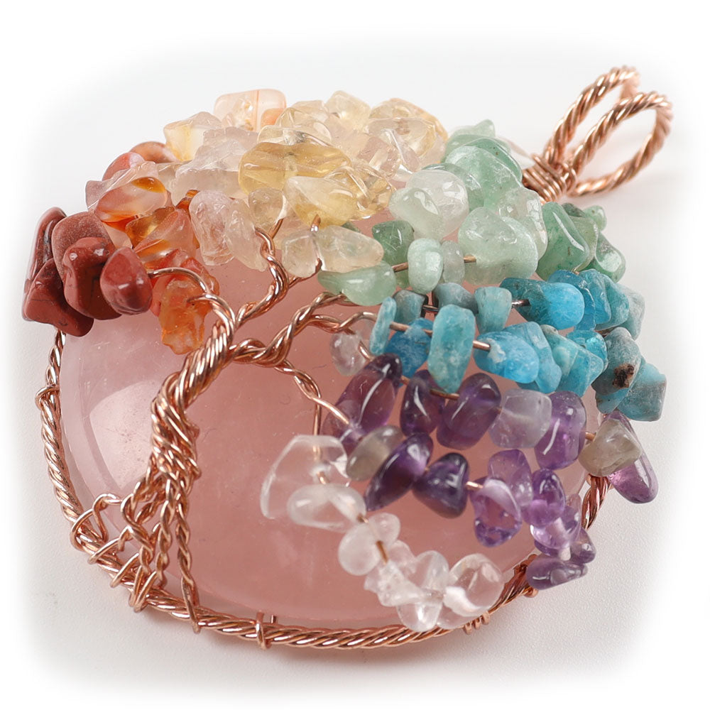 4.5cm Tree of Life Pendant with Chakra Quartz Chips