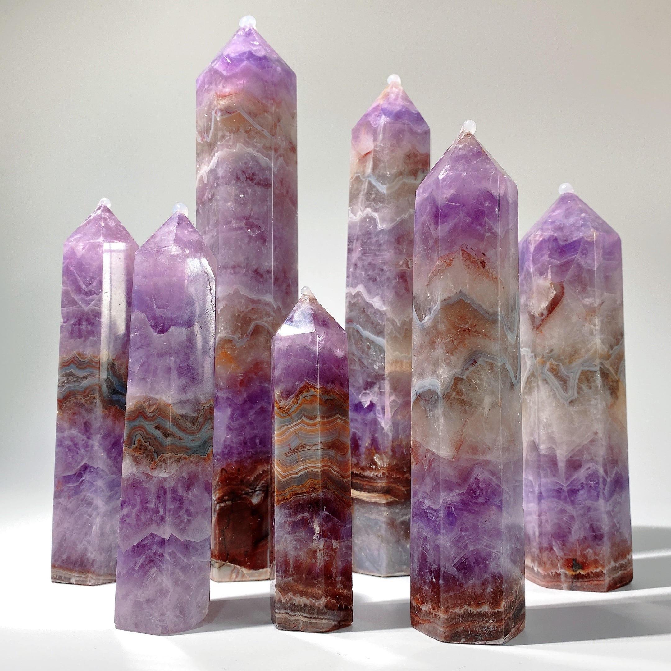 4-6 Inch Amethyst Agate Healing Crystal Tower