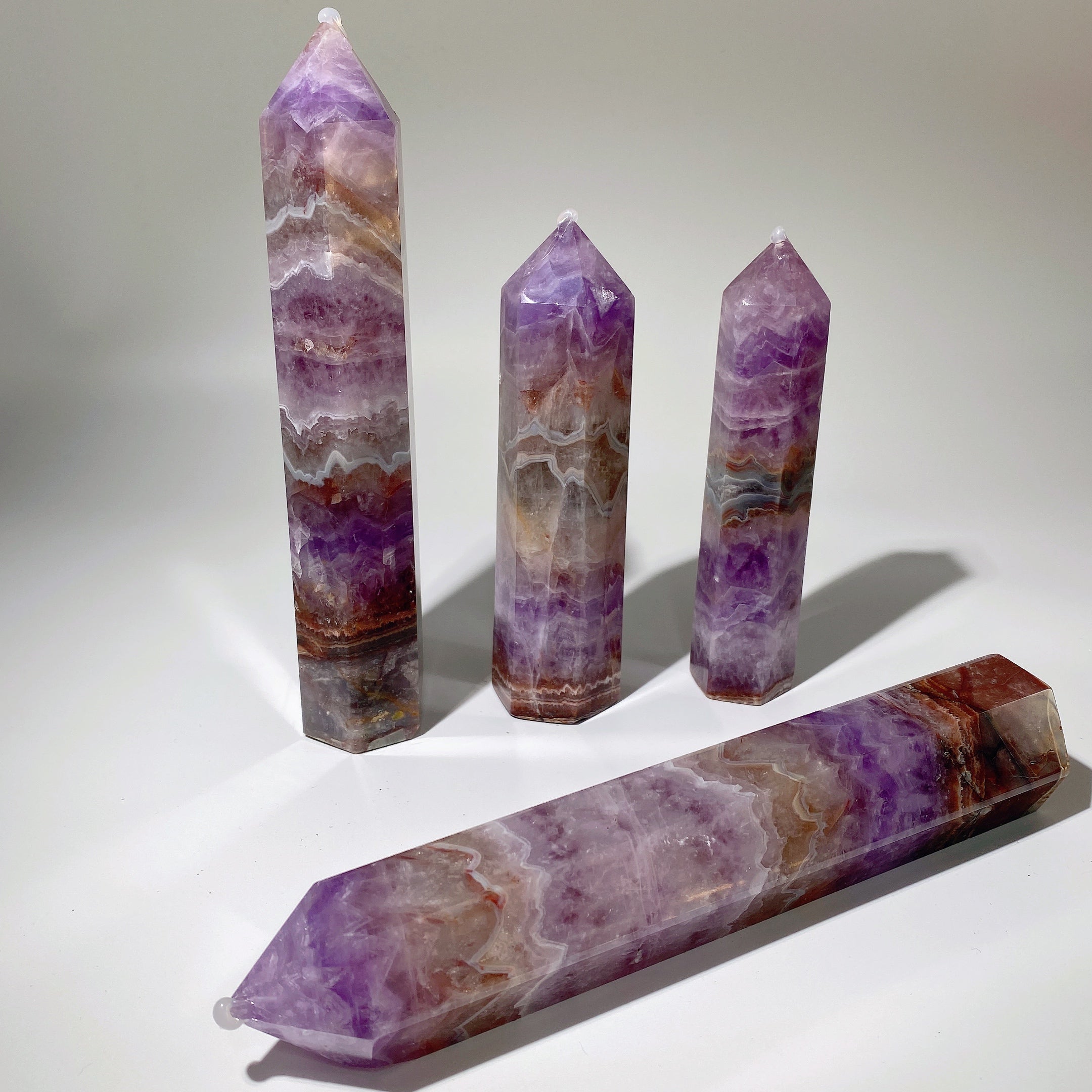 4-6 Inch Amethyst Agate Healing Crystal Tower