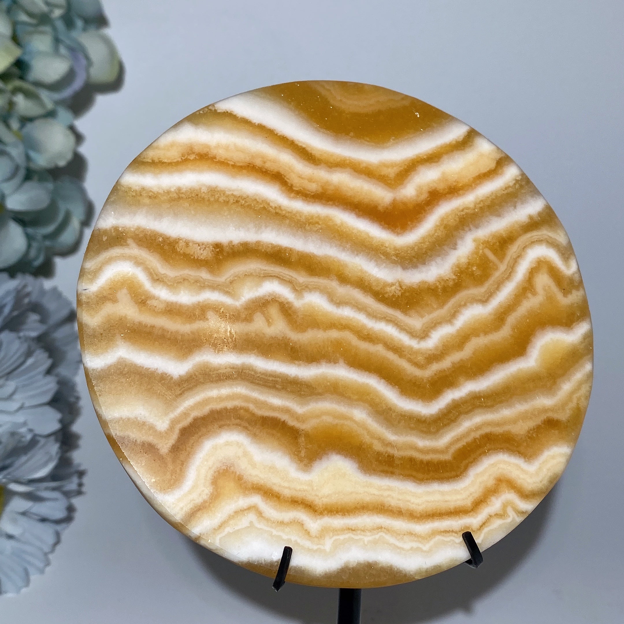 4.6 inch Banded Orange Calcite Plate for Healing & Display