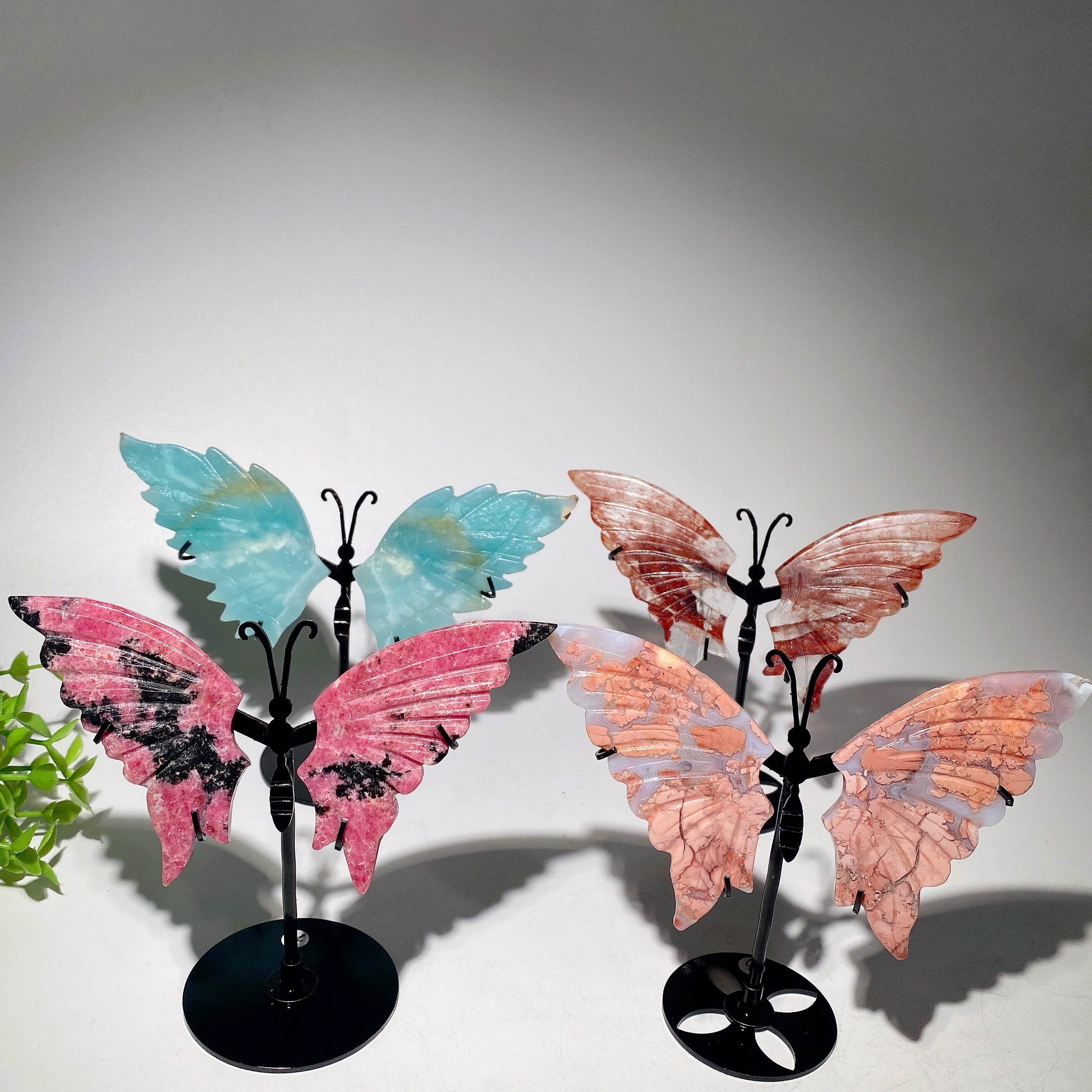 4 to 6 Inch Mixed Crystal Butterfly Wings Figurines for Spiritual Healing