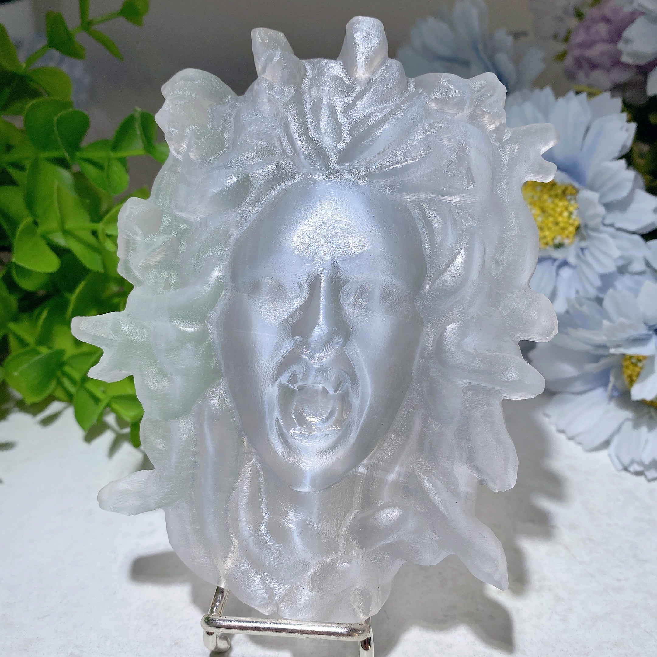 4.6-inch Selenite Medusa Crystal Figurine Carving