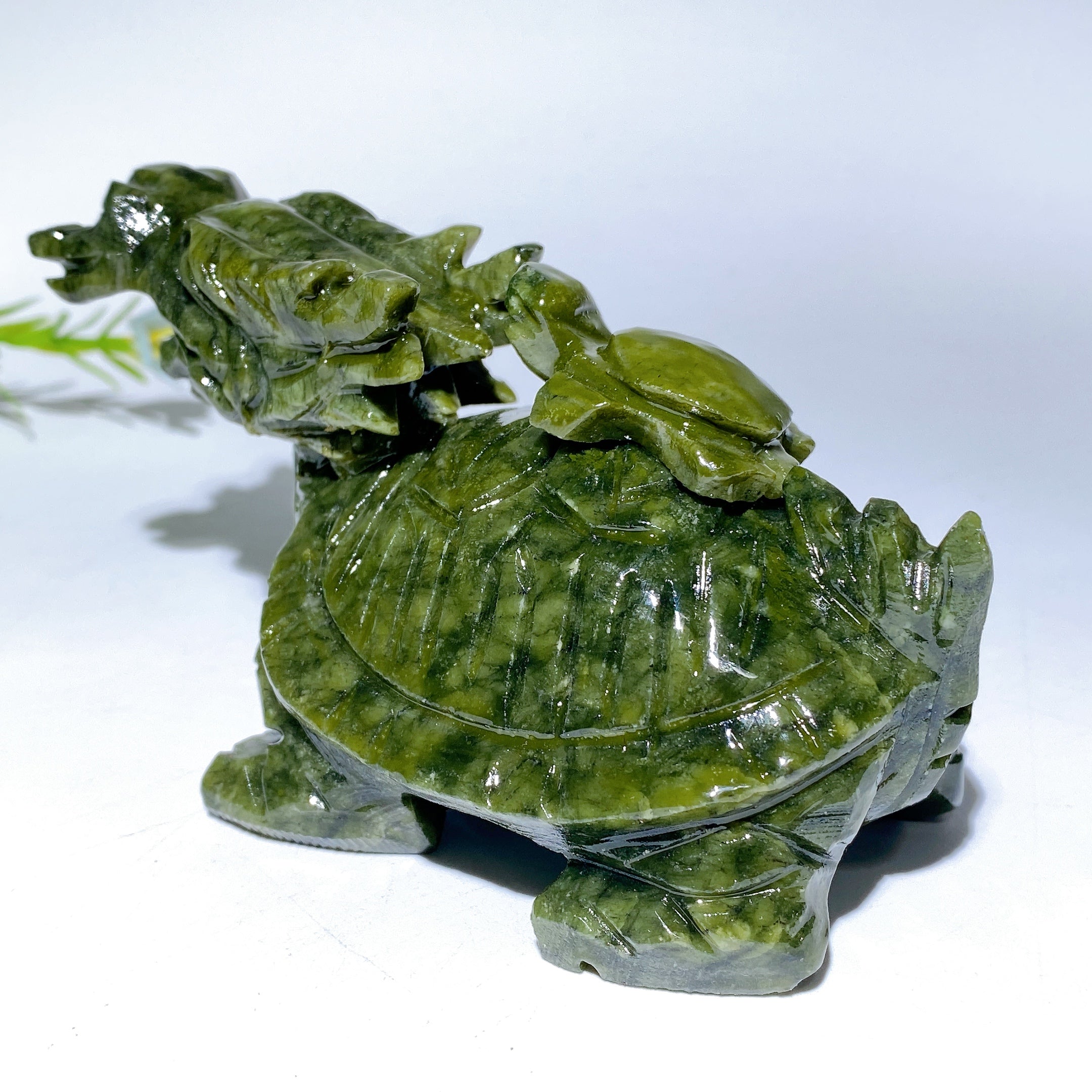 4.6 Inch Serpentine Dragon Turtle Crystal Carving