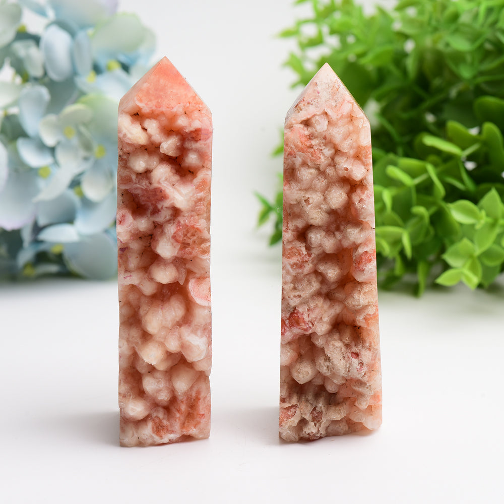 4"-6" Pink Calcite Crystal Cluster Tower for Healing