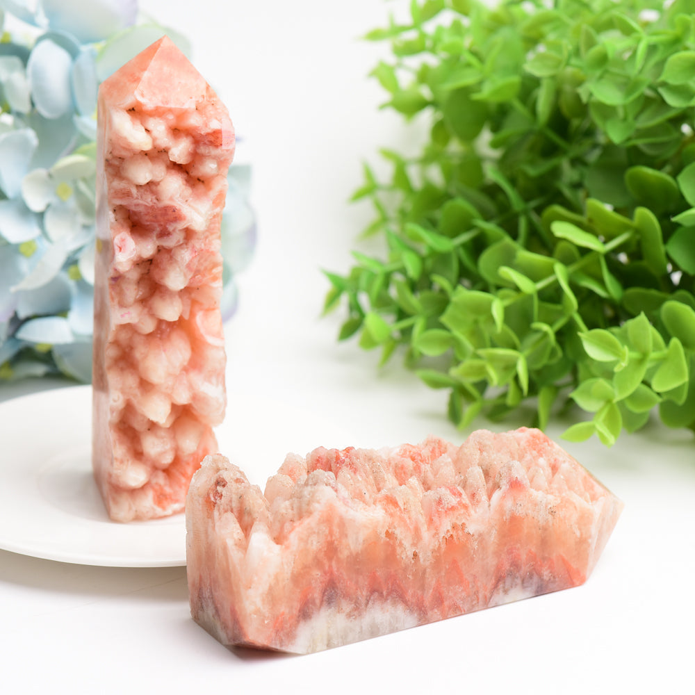 4"-6" Pink Calcite Crystal Cluster Tower for Healing