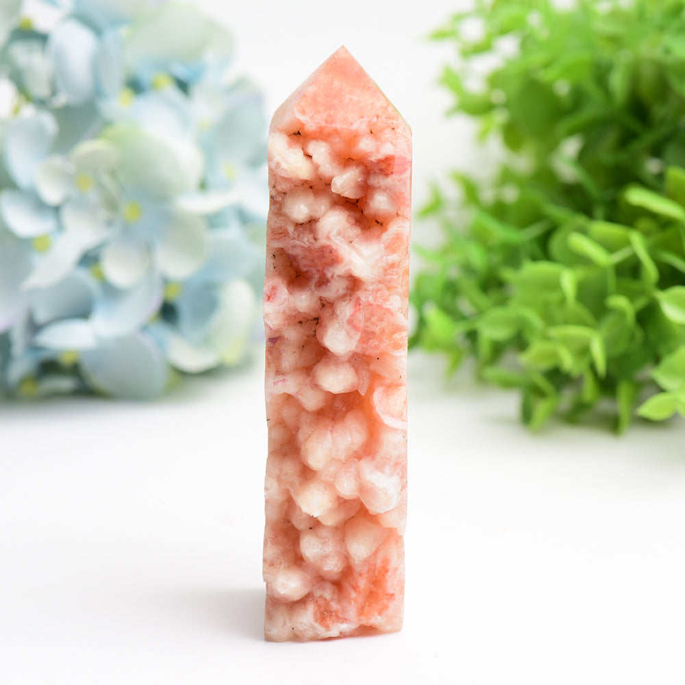 4"-6" Pink Calcite Crystal Cluster Tower for Healing