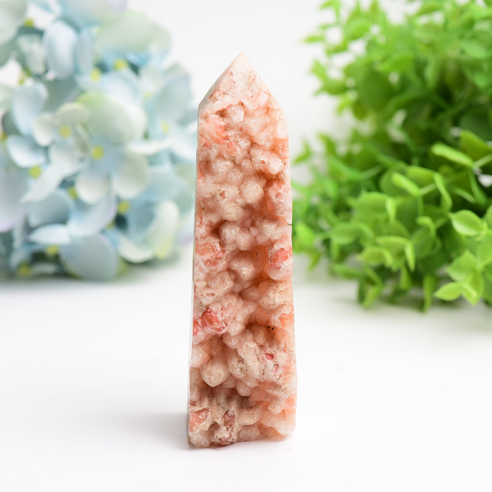 4"-6" Pink Calcite Crystal Cluster Tower for Healing
