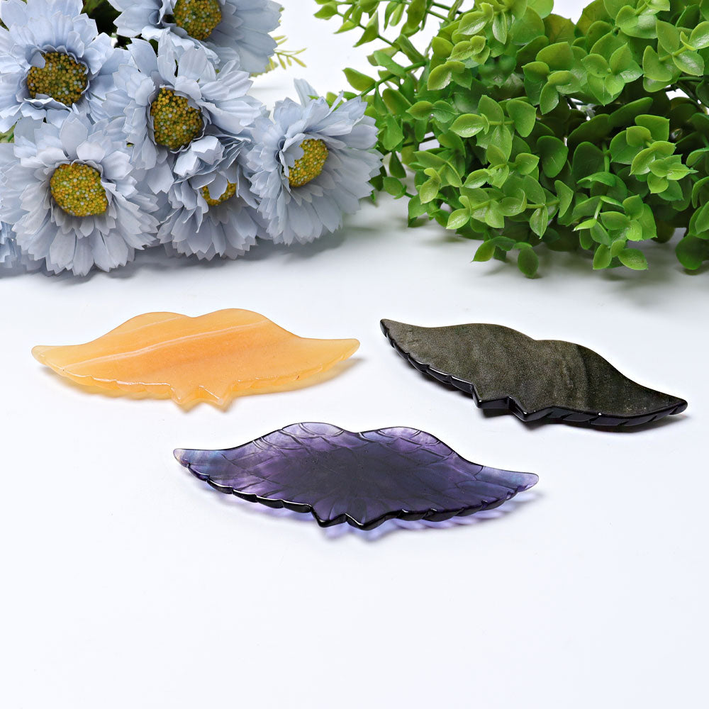 4.7 Inch Crystal Angel Wings Carvings Healing Energy Figurines