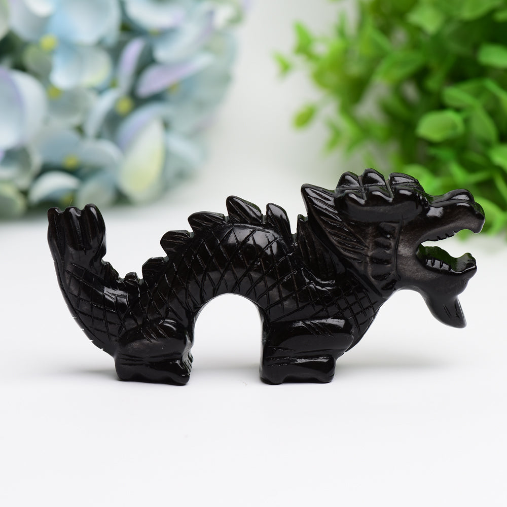 4.7in Dragon Crystal Animal Carving in Rose Quartz & Amethyst