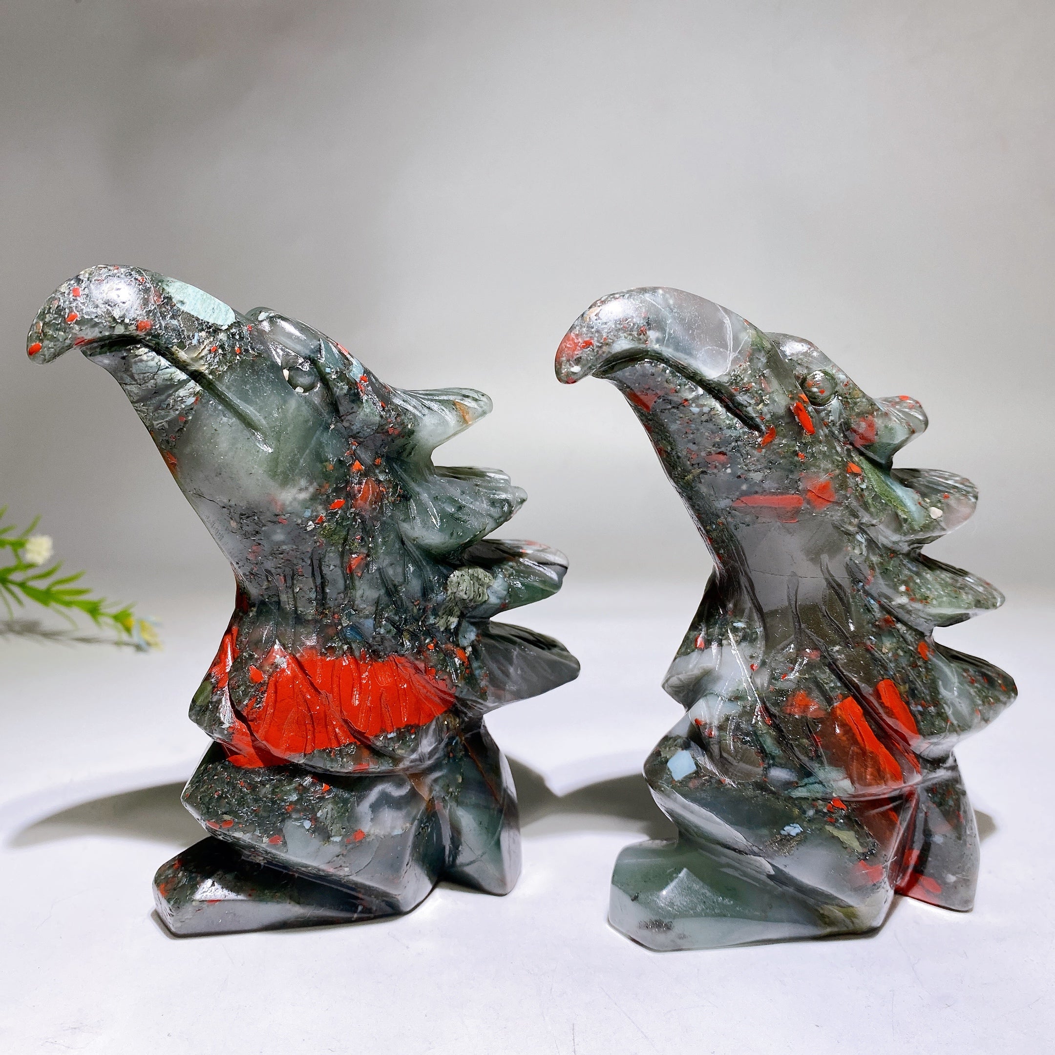 4.8" African Bloodstone Eagle Head Crystal Carving