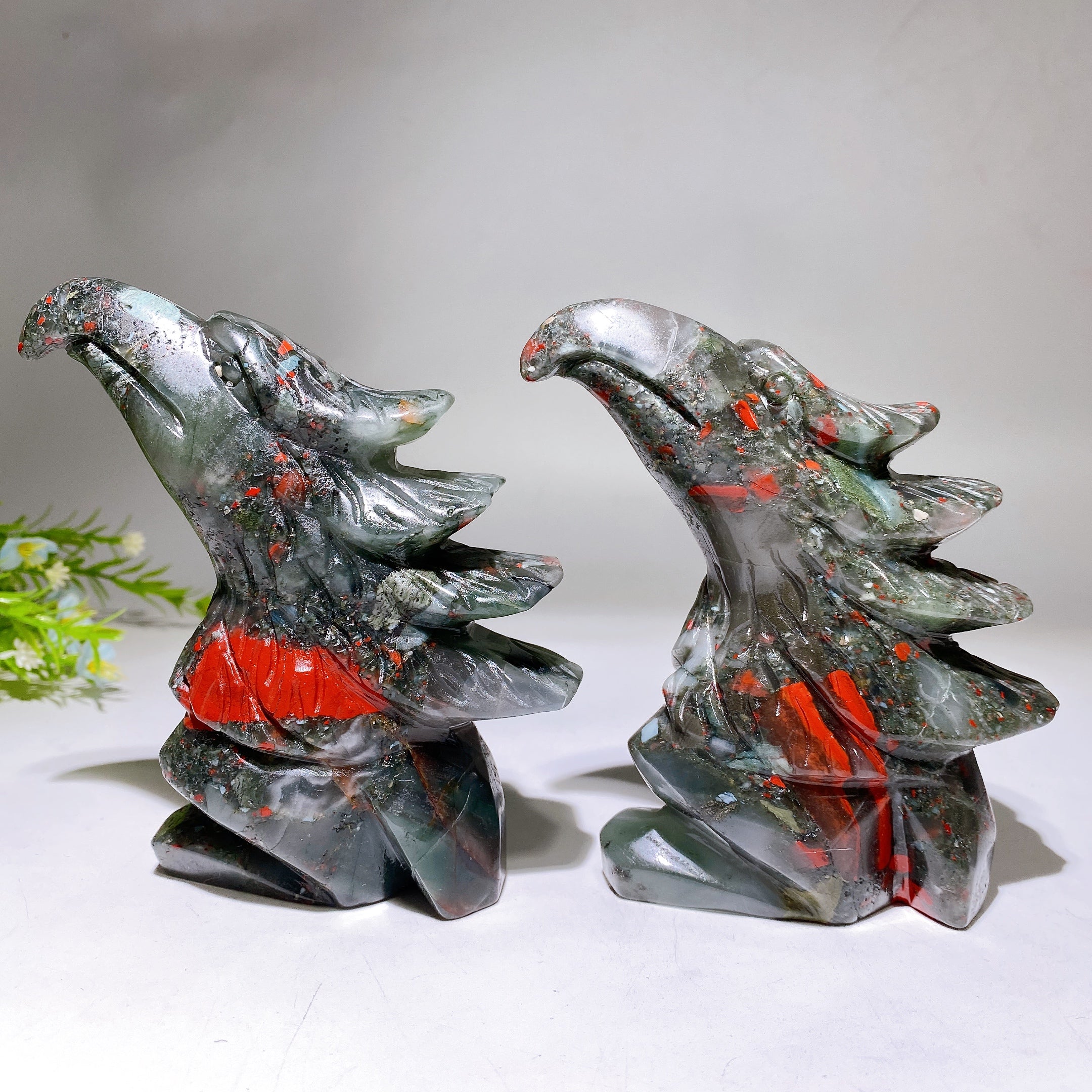 4.8" African Bloodstone Eagle Head Crystal Carving