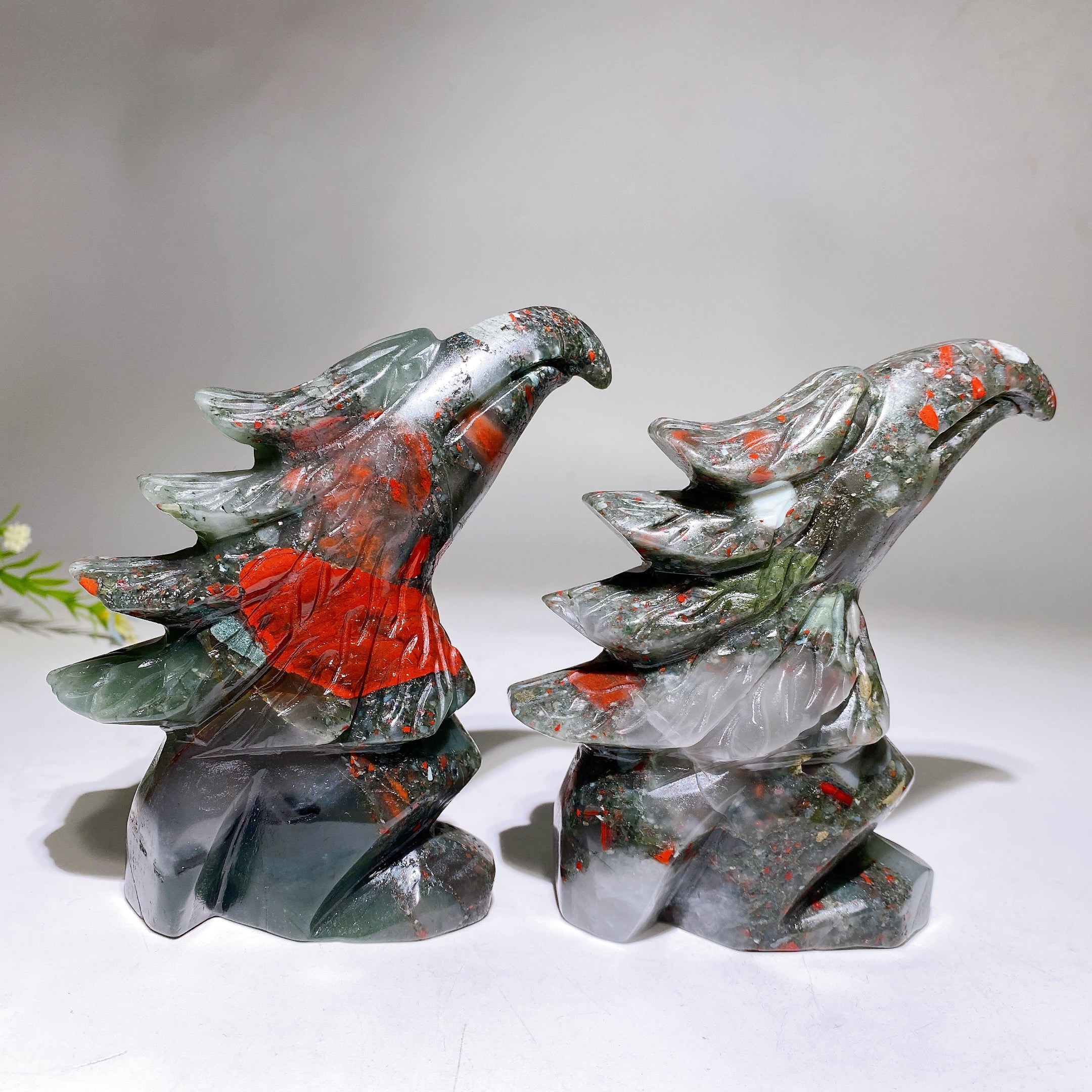 4.8" African Bloodstone Eagle Head Crystal Carving