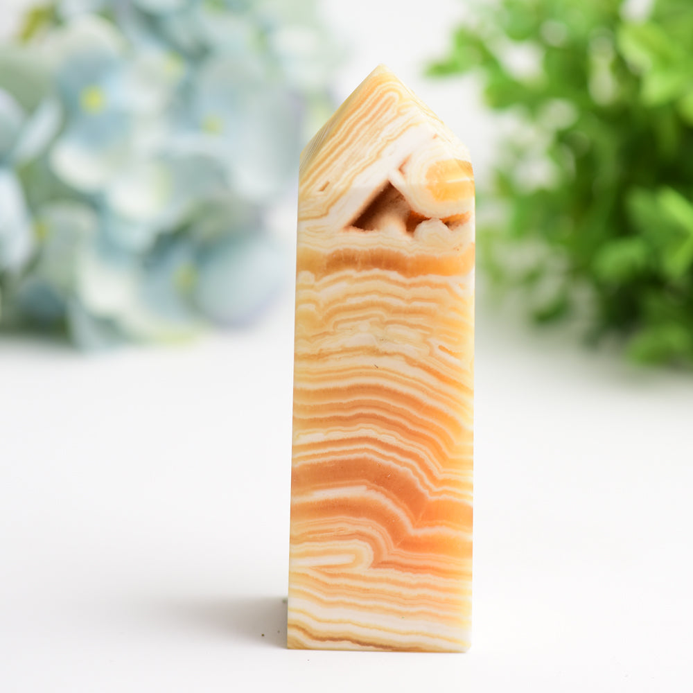 4-8 Inch Orange Calcite Healing Crystal Tower