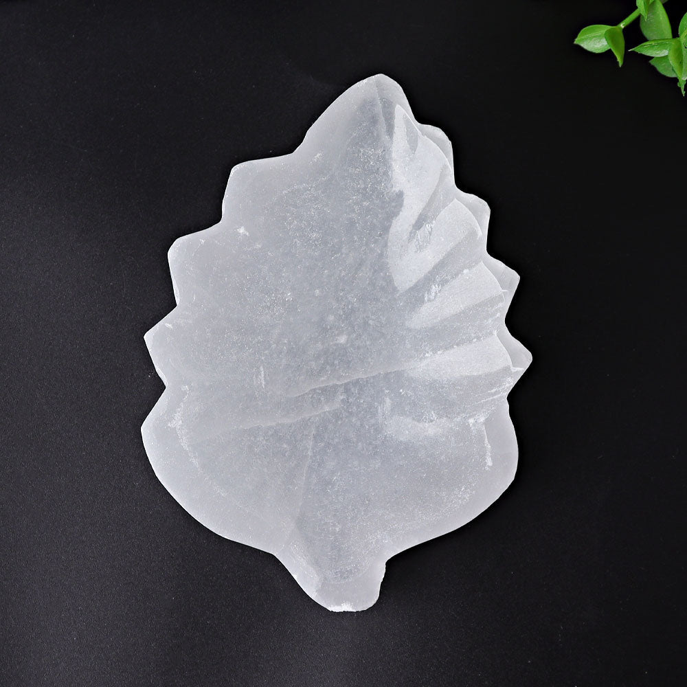4.8 inch Selenite Leaf Bowl for Crystal Decor