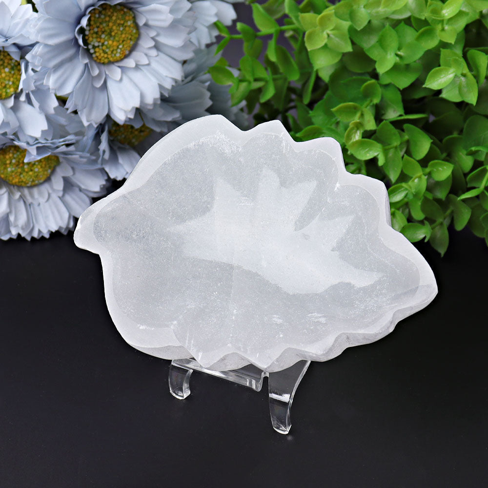 4.8 inch Selenite Leaf Bowl for Crystal Decor