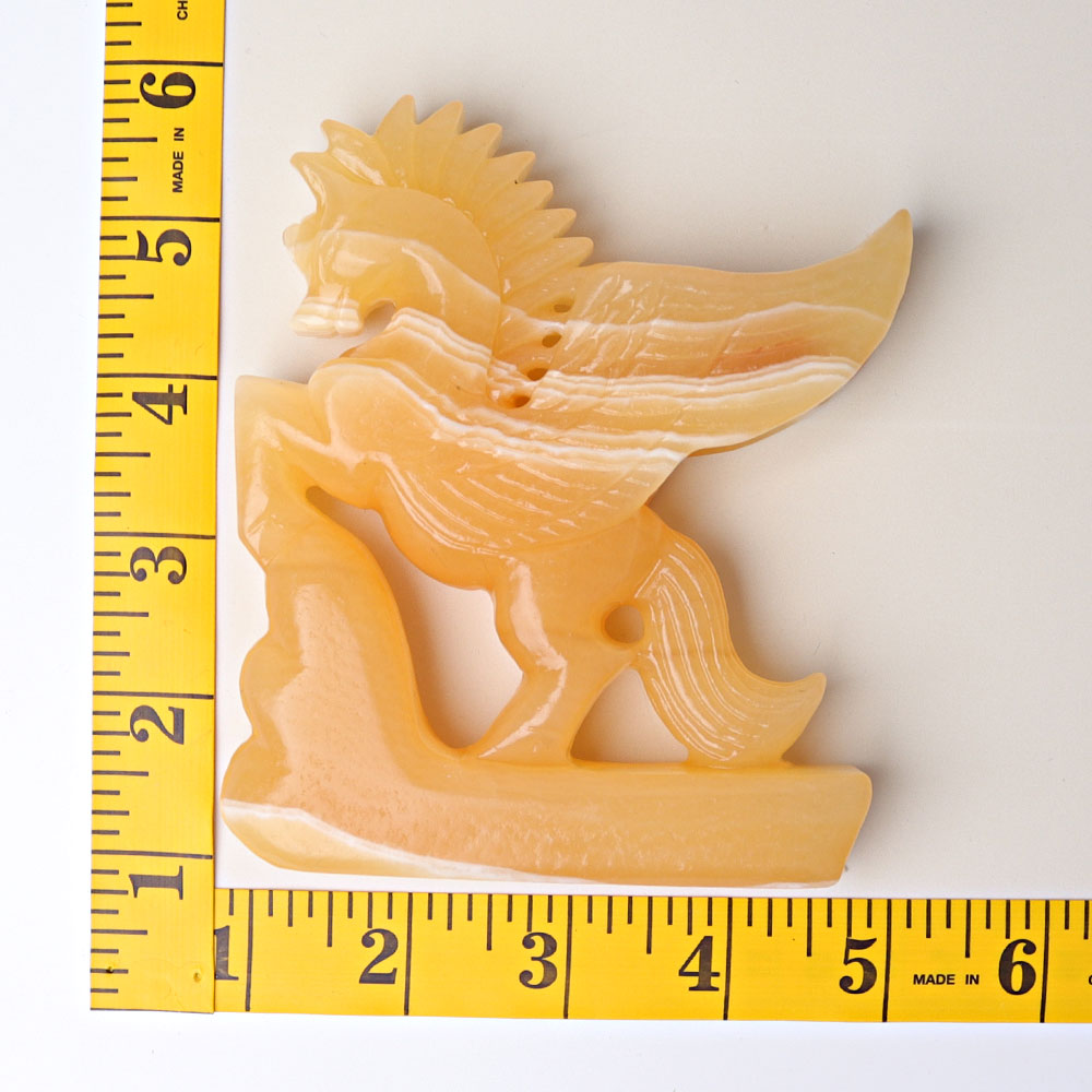 4.8" Yellow Calcite Unicorn Crystal Animal Carving