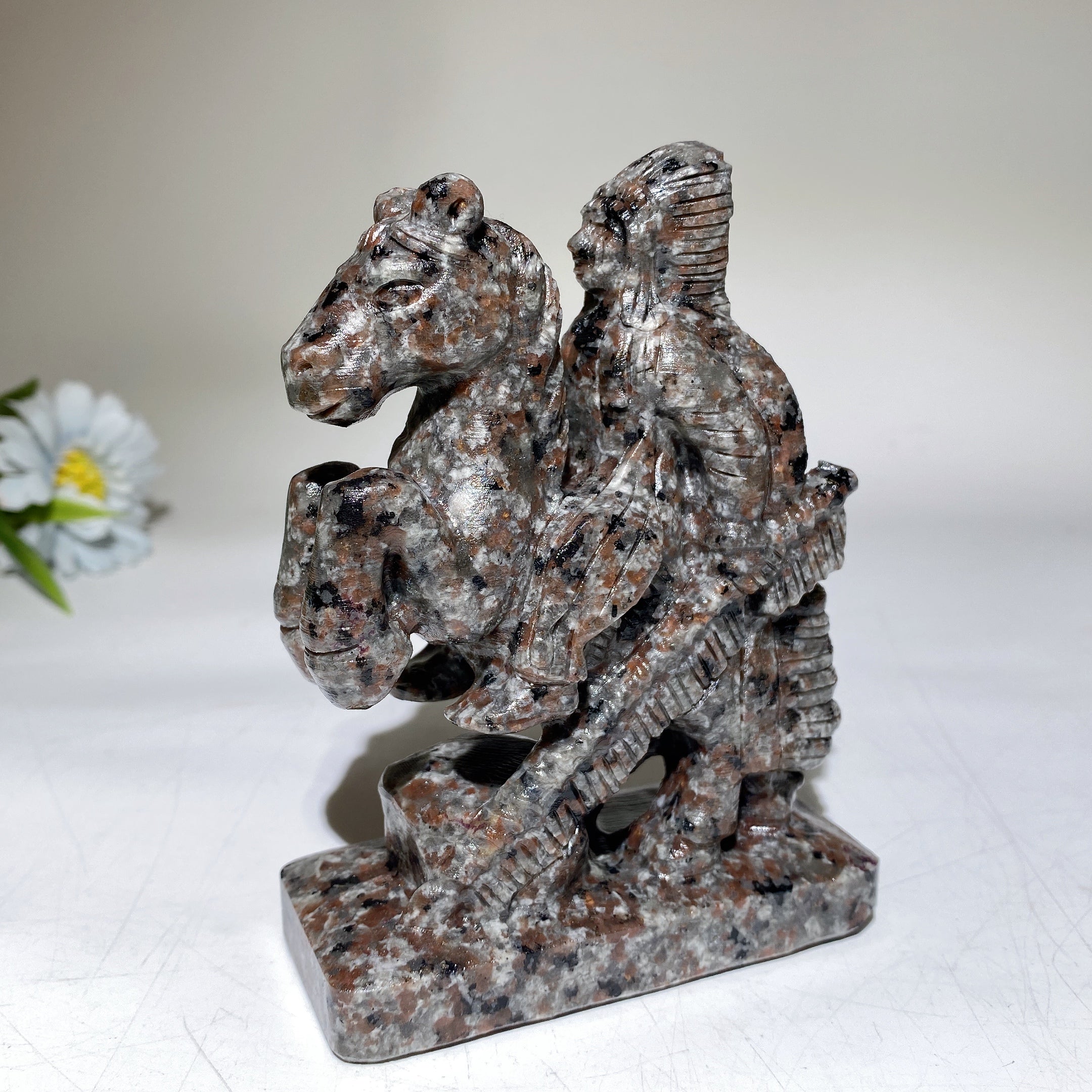 4.9" Yooperlite & Green Dot Jade Horse Crystal Figurines