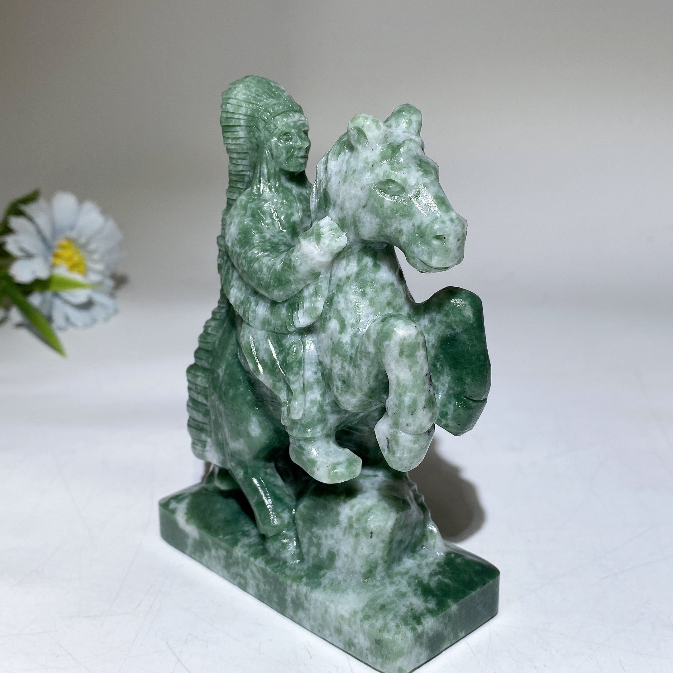 4.9" Yooperlite & Green Dot Jade Horse Crystal Figurines