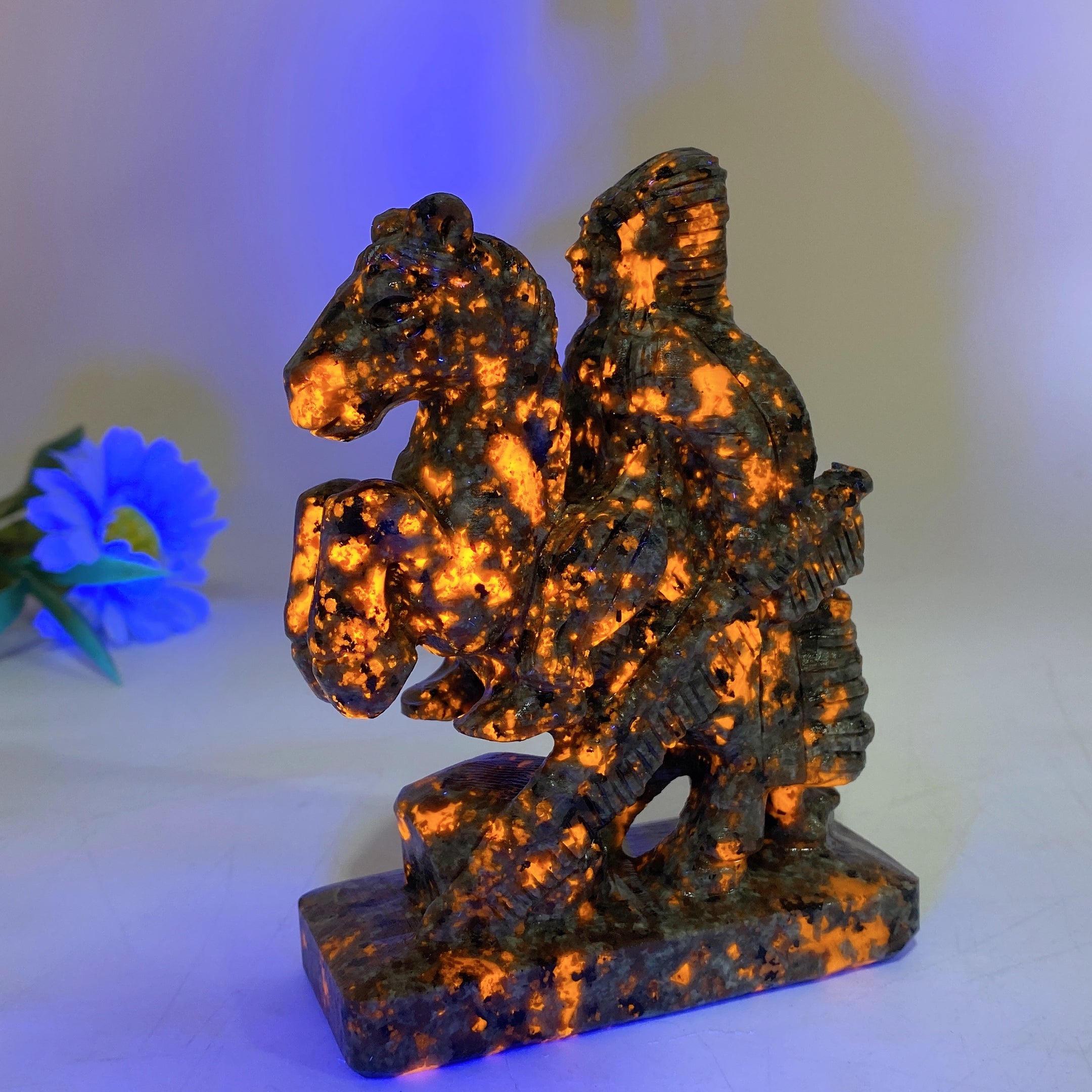 4.9" Yooperlite & Green Dot Jade Horse Crystal Figurines