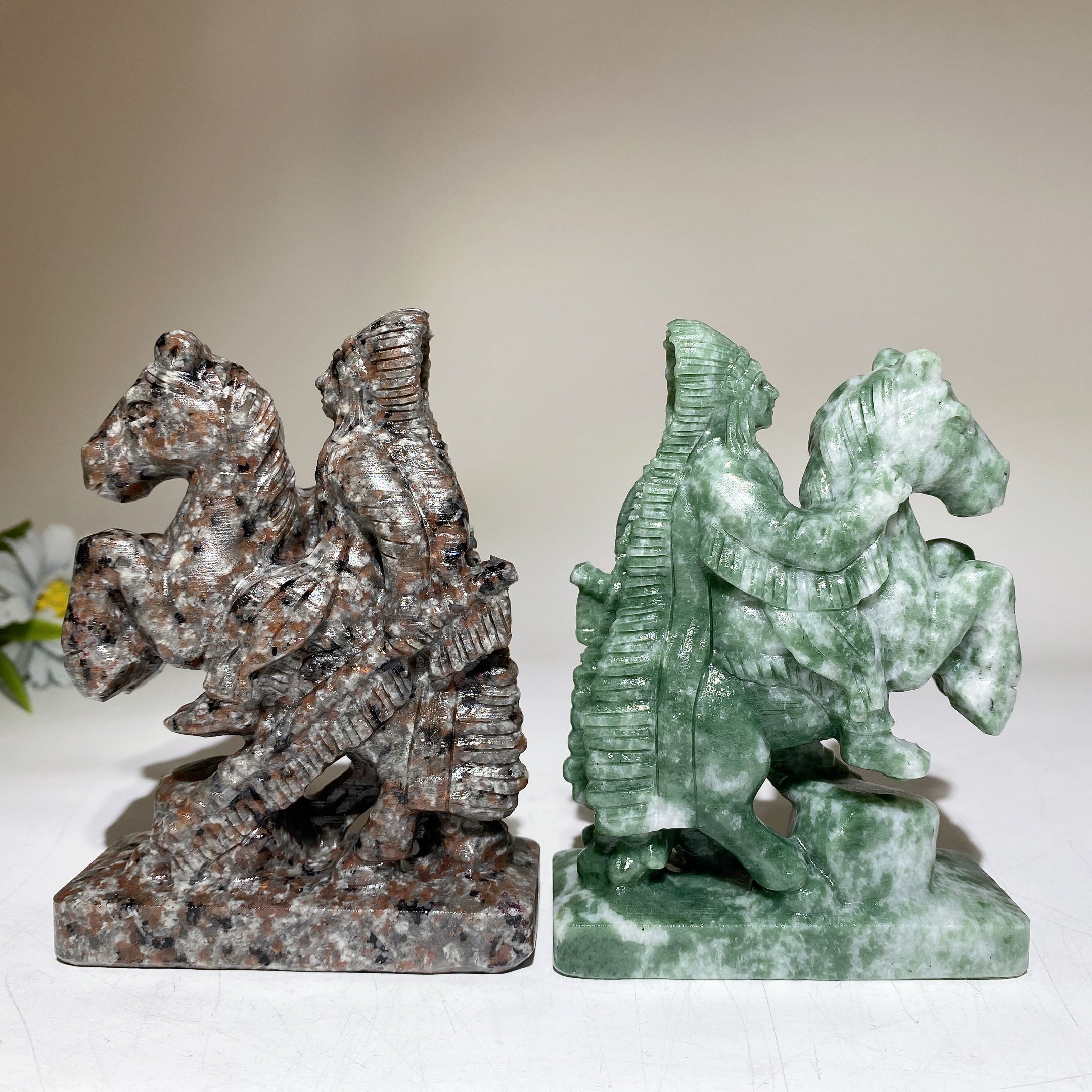 4.9" Yooperlite & Green Dot Jade Horse Crystal Figurines