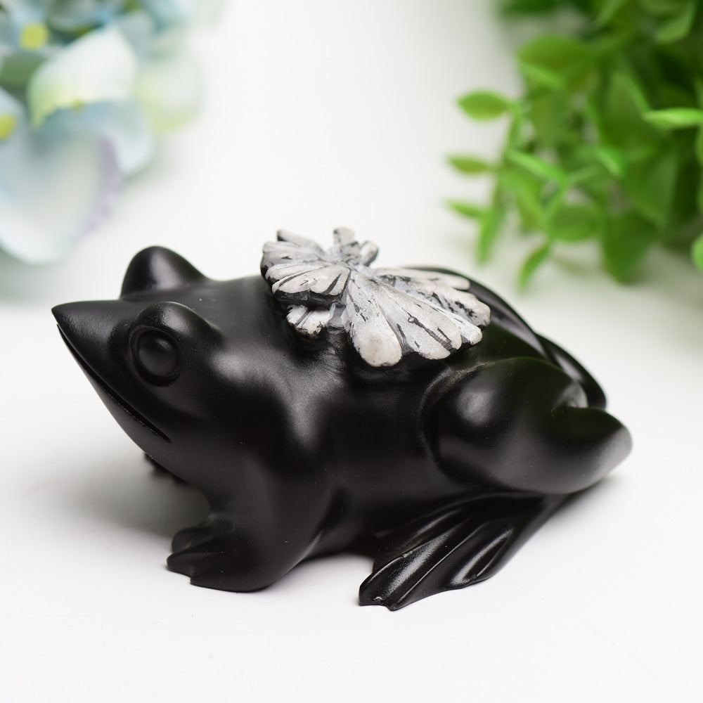 4-inch Ammonite Frog Crystal Carving for Healing