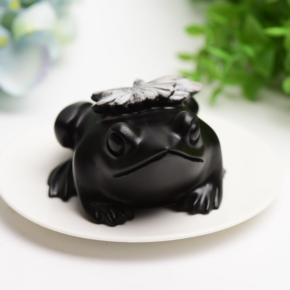 4-inch Ammonite Frog Crystal Carving for Healing